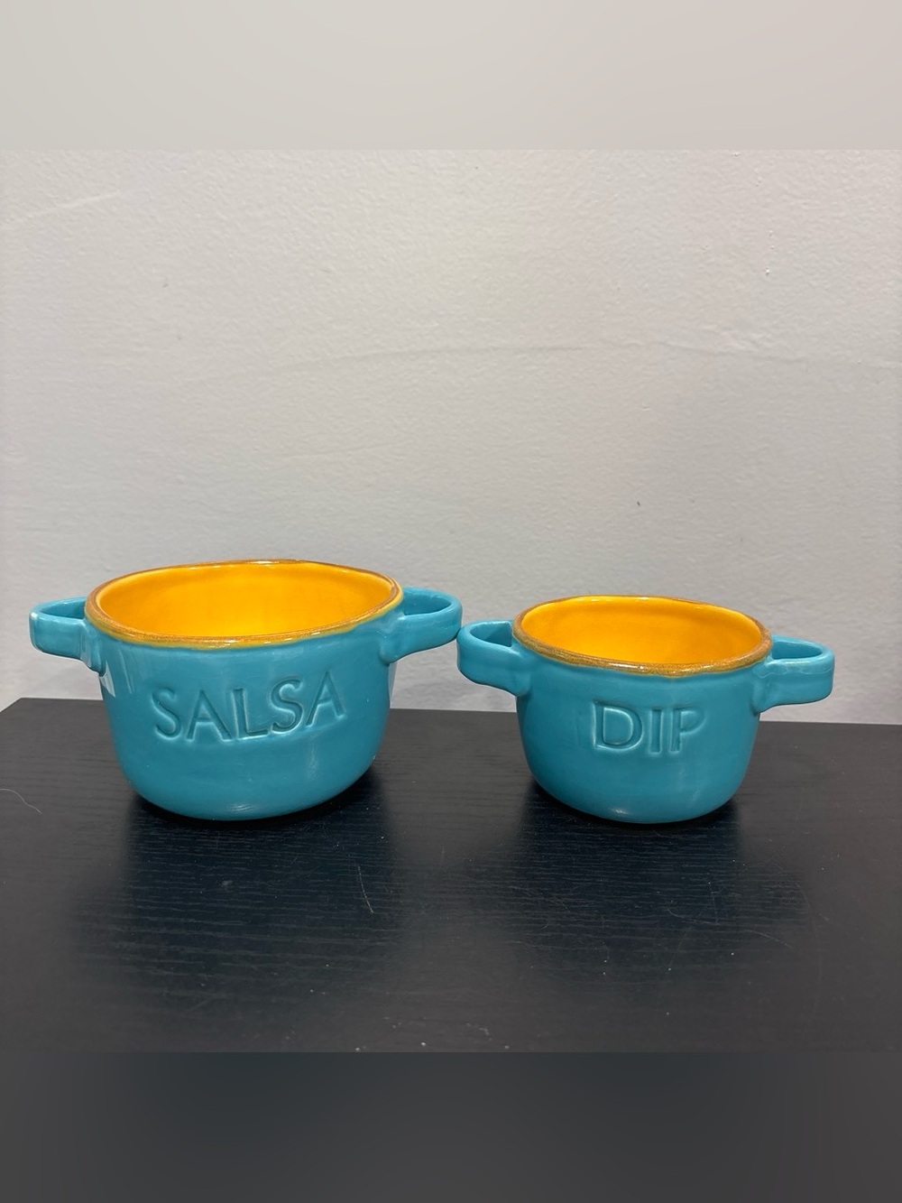Turquoise and Yellow Salsa & Dip Ceramic Bowls adorable serving bowls party